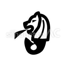 シンガポール マーライオン アイコン 旅行とアウトラインのスタイルをコピー先 ストックベクター