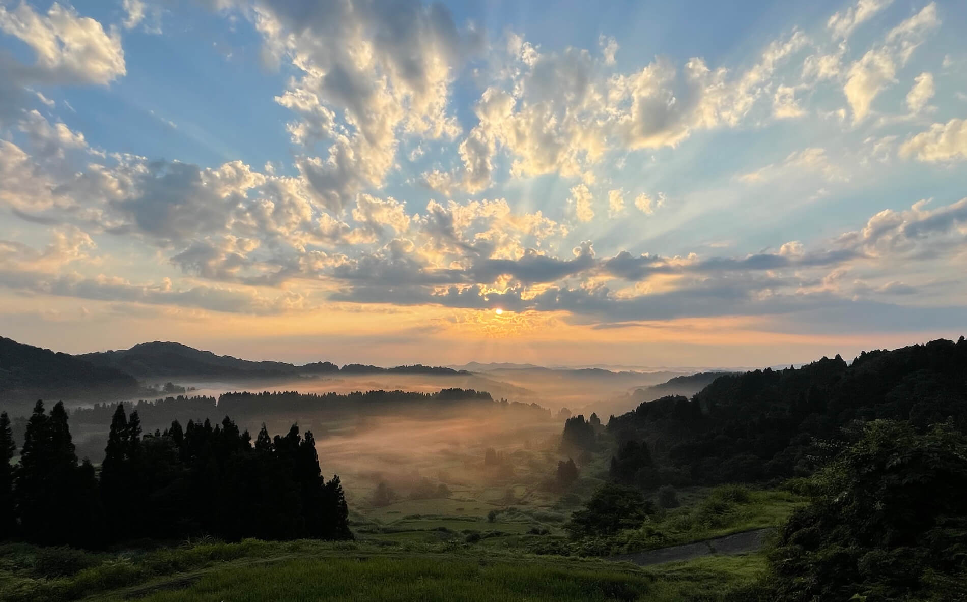 ❝感動で涙があふれる！❞ 有名な星峠の棚田の超絶景！「棚田に雲海が広がり朝日が射しこむ」 ドローン空撮・４kゴリの写真館