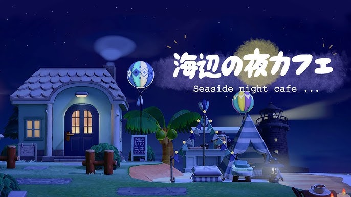 たぬき商店とエイブルが並ぶお店通り🐾 砂浜にはサーフボードを借りたり、軽食が食べられる海の家もあります🌴animalcrossing animalcrossingnewhorizons ancr acnh