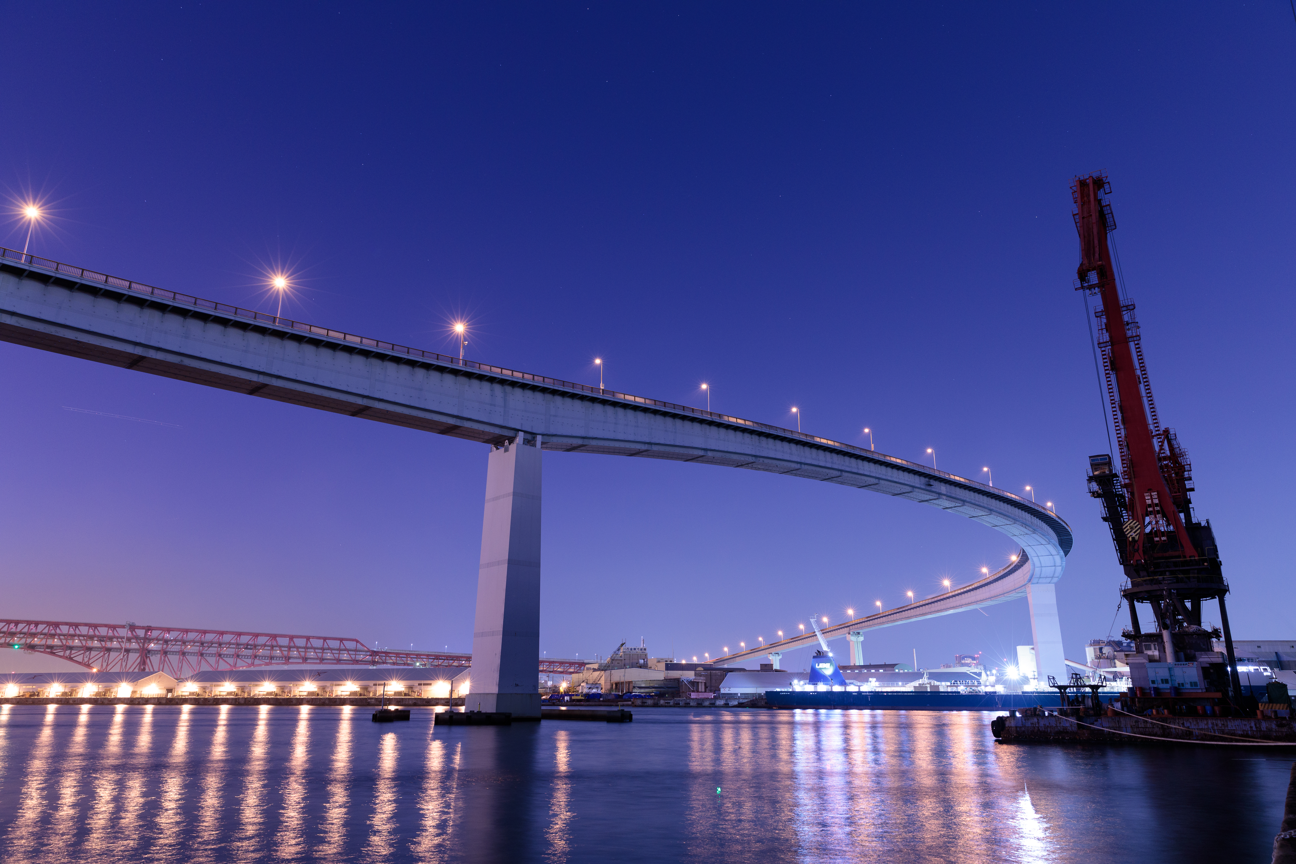なみはや大橋 大阪府大阪市大正区 付近の夜景
