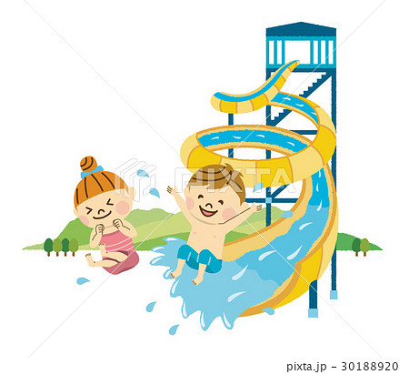 ウォータースライダーと女の子のイラスト素材25816677- PIXTA