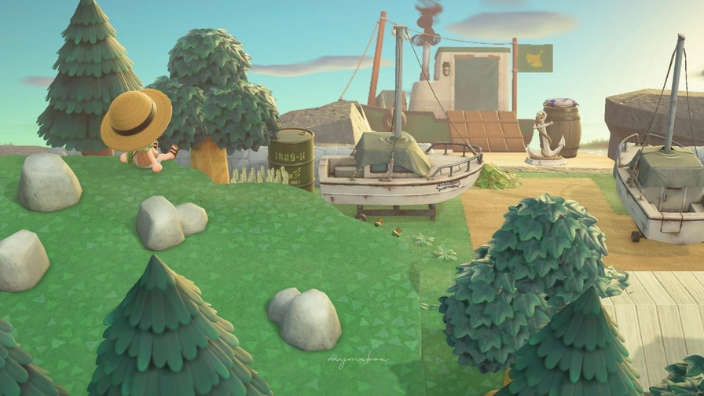 あつ森 湖を活かした遠景の作り方神社と船着場shrine & Wharf 島クリエイト