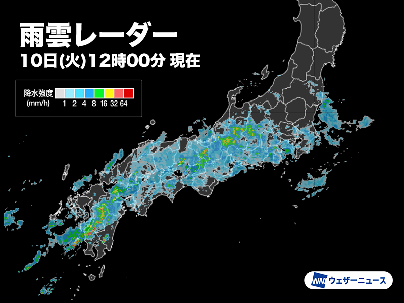 九州で1時間50mm超の非常に激しい雨 近畿や関東も雨が強まる予想 - ウェザーニュース
