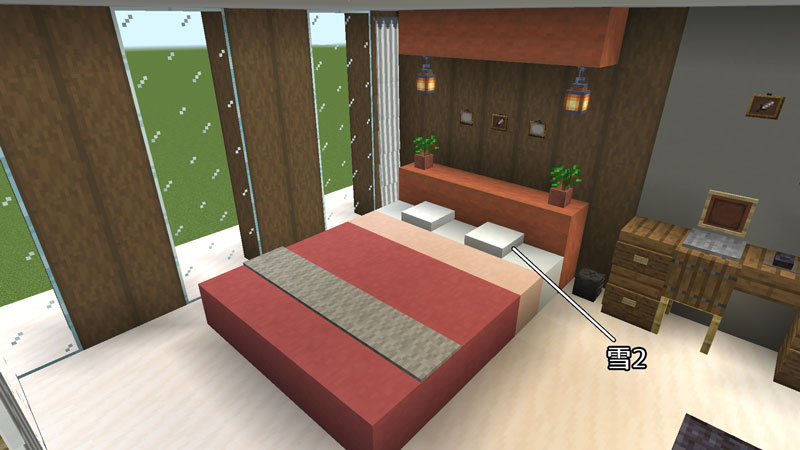 マインクラフト-枕付きキングサイズベッドの作り方マイクラマルチプレイ日記ブログ