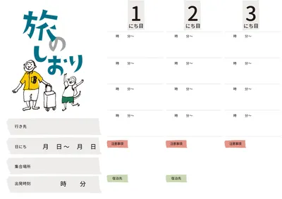 旅のしおり テンプレートミリキャンバス