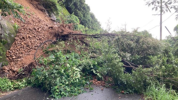 天草五橋3号橋付近で土砂崩れ 上天草市で体育館が浸水 道路冠水など被害 熊本県熊本のニュースRKK