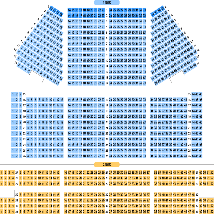 武雄市文化会館 大ホールの座席表1,380席