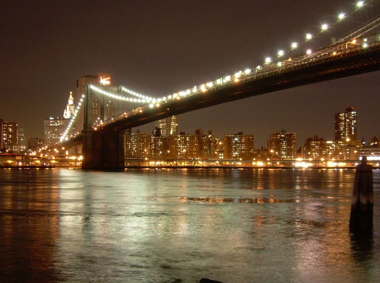 ブルックリン橋夜景１ - アメリカの風景