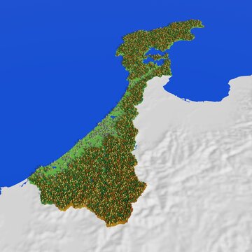 石川県 文字付き 中部地方の都道府県：イラスト無料