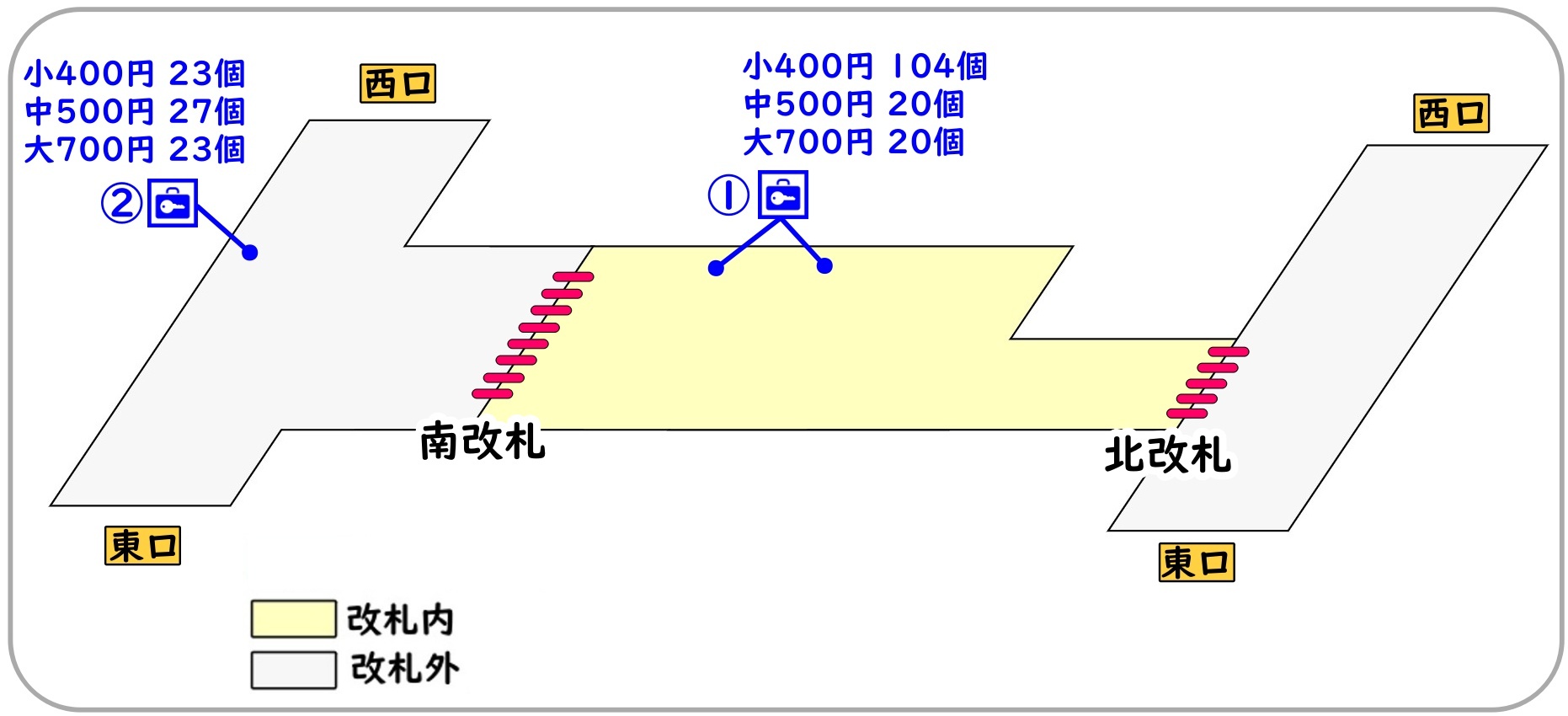 横浜市営地下鉄桜木町駅のコインロッカーの場所・料金・サイズ・スーツケース対応状況のまとめコインロッカーのしおり