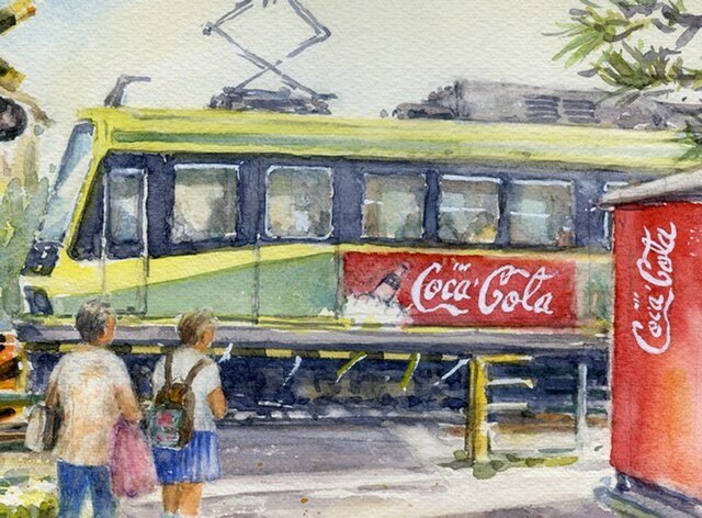 神奈川県 海沿いの江ノ電・七里ヶ浜の踏切の写真素材86995803- PIXTA