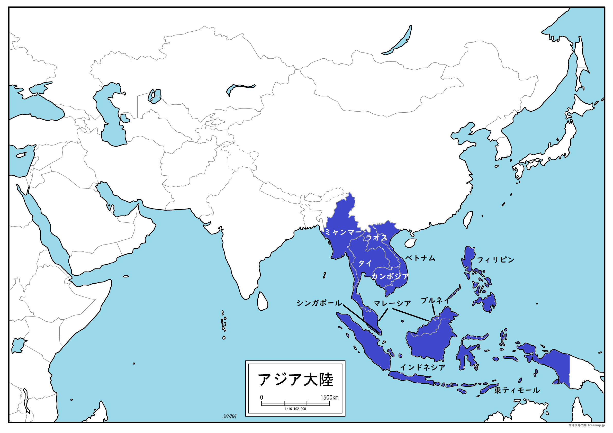 アジア・欧州・米国・北中米・欧州の白地図イラストを無料ダウンロード
