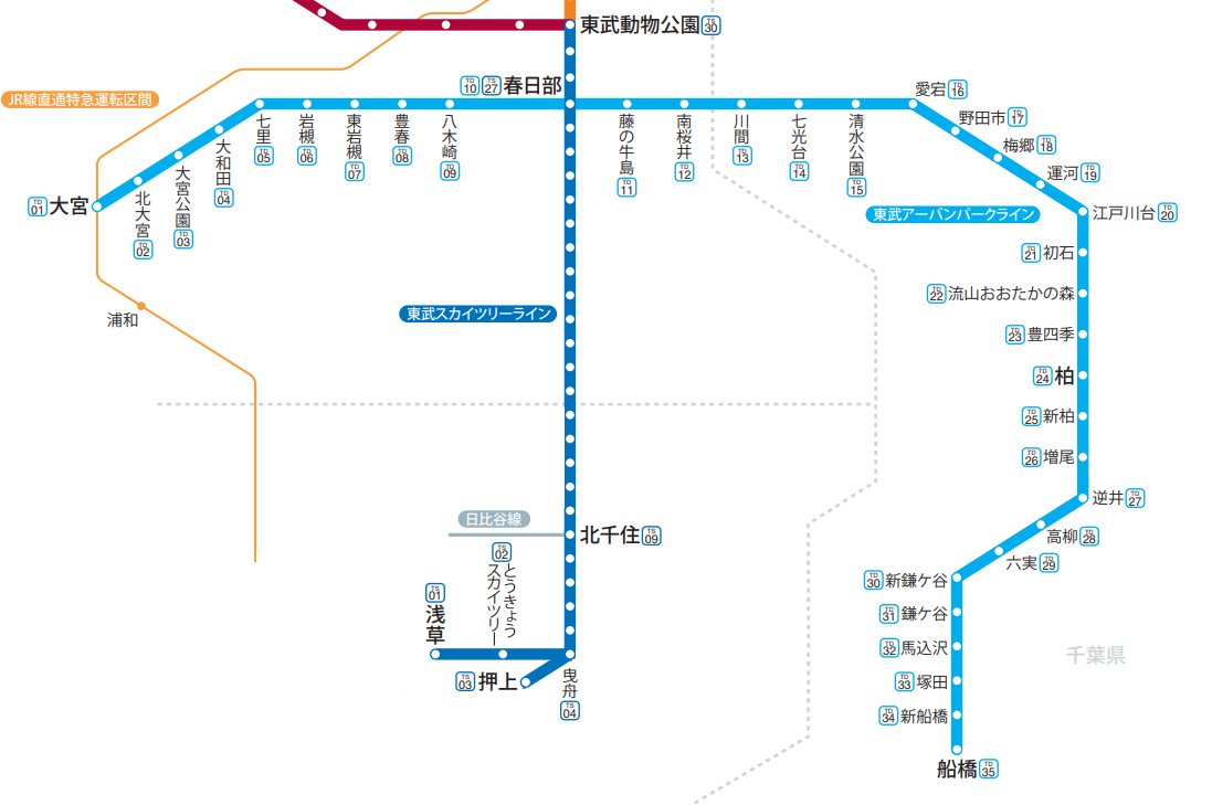 大宮公園駅 東武アーバンパークライン 柏・春日部方面 の時刻表