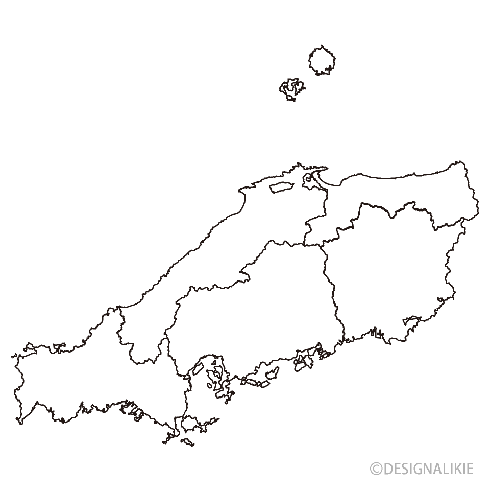 資料のプリント 地方別白地図 中国・四国地方学習プリント.com