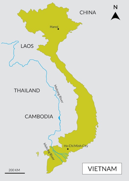 メコン川とベトナムの地図Premiumベクトル素材