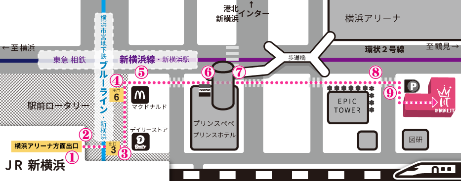 5路線まとめ 新横浜駅の構内図