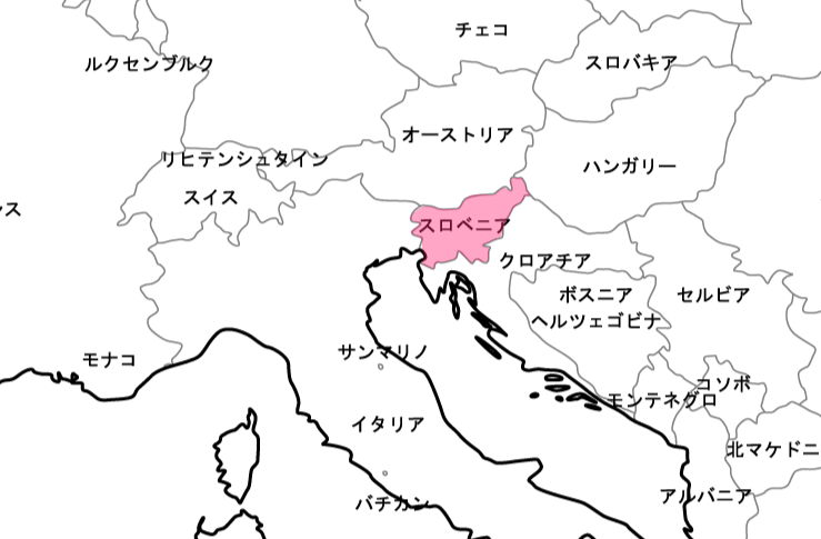 スロベニアのフリー素材の地図手書きの地図で旅しよう