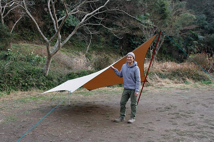 ムササビウイング13ft.TC焚き火モデルでソロキャンプ！サイズ・重さ・難燃性能・張り方詳細！ - アオヒゲ危機一髪♪