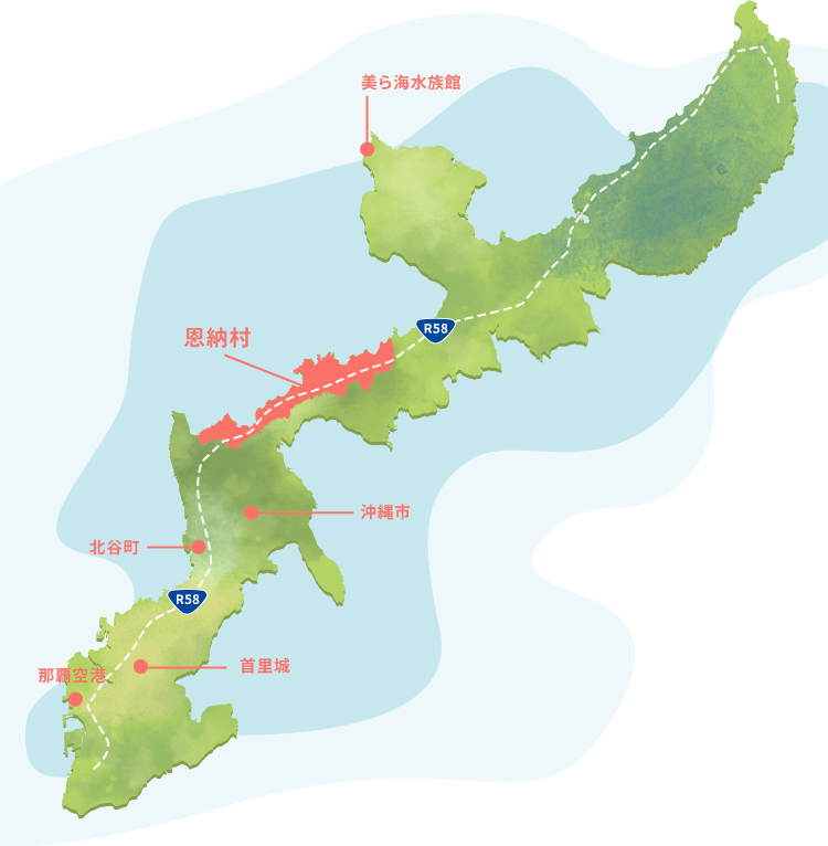 沖縄県全体の わかりやすい 観光地図