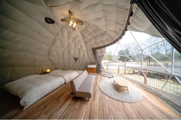 遂にグランピング‼球体テントにエアコン完備