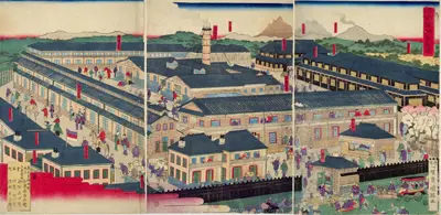 富岡製糸場の外観のイラスト - ONWAイラスト