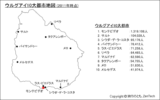 無料 ウルグアイ図の地図スライド