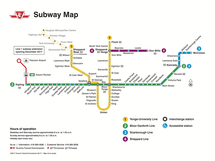 トロントの地下鉄図。 すべてのトロントの地下鉄マップです