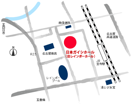 日本ガイシスポーツプラザガイシホール」 名古屋市南区--〒457-0833 の地図