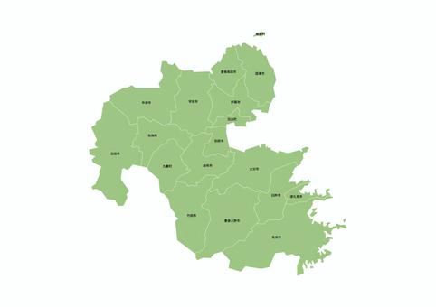 大分県地図イラストのフリー素材イラストイメージ