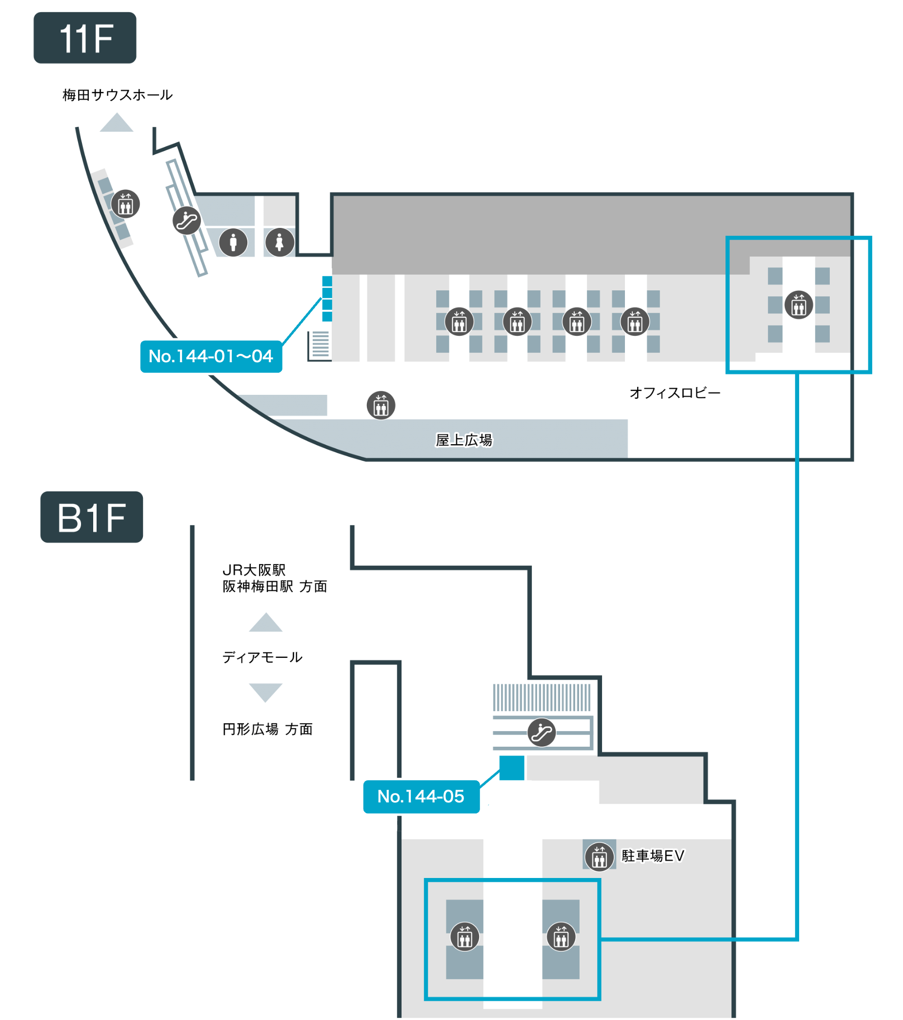 大阪梅田ツインタワーズ・サウス オフィスロビーからの夜景 大阪 at