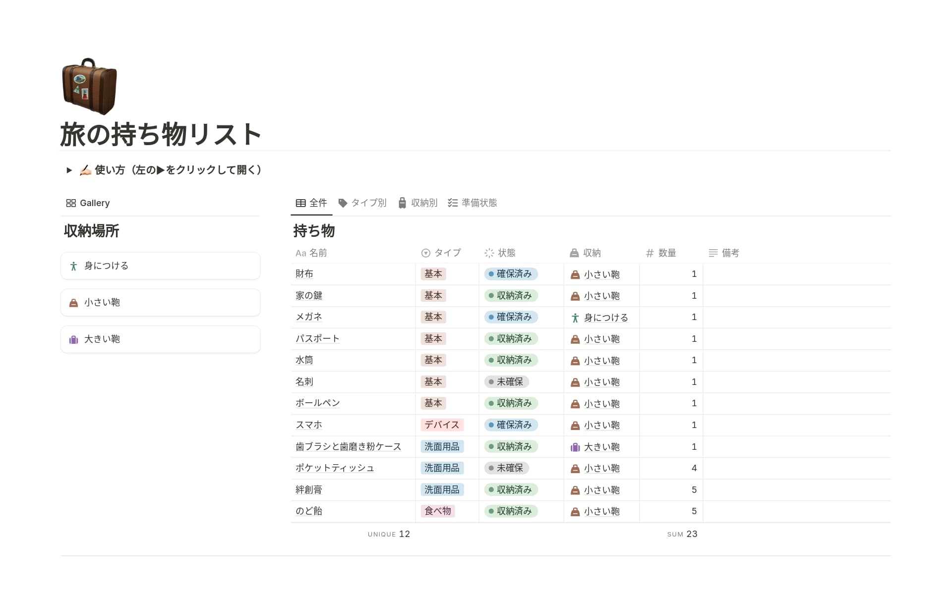 旅行のベストテンプレートNotionノーションNotionノーション マーケットプレイス