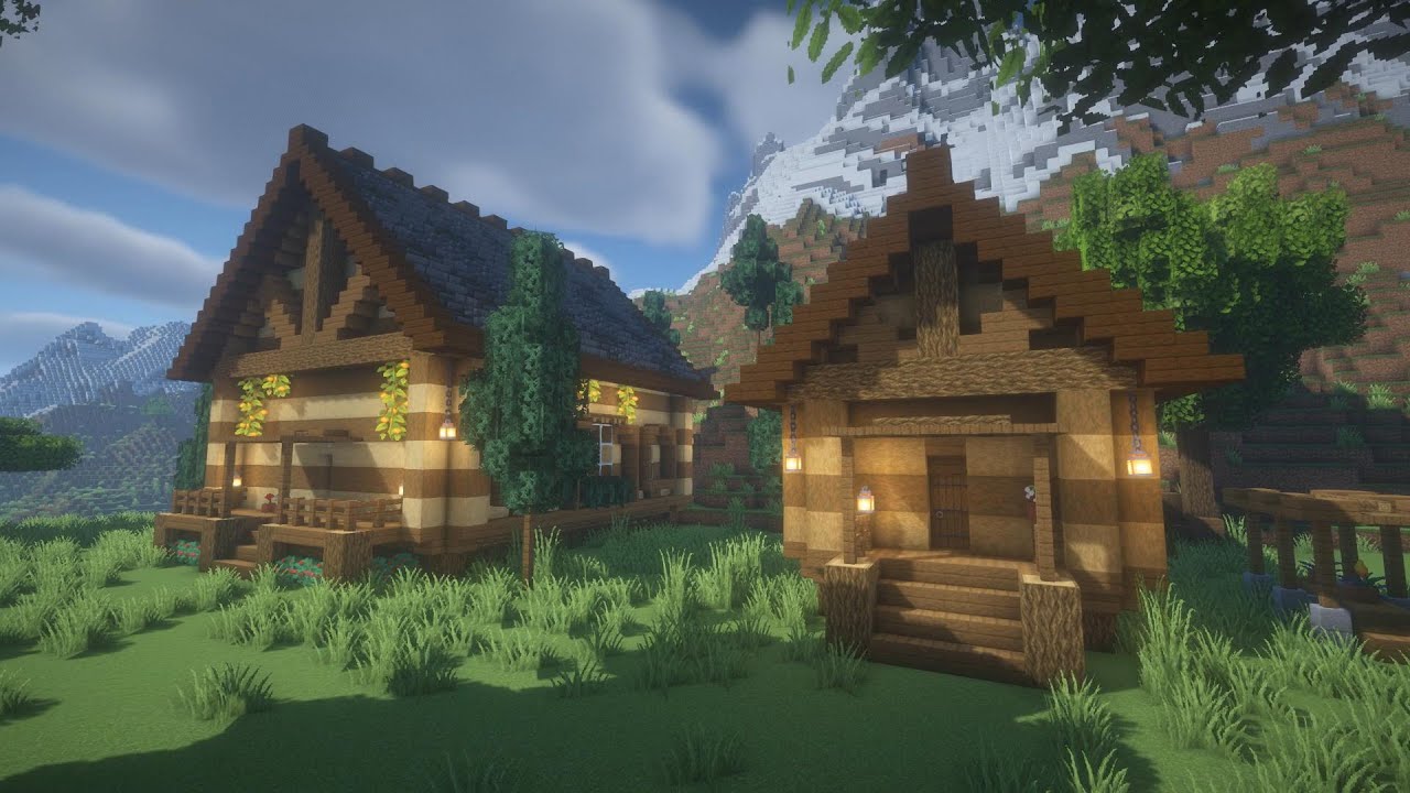 マイクラ建築：木材で作る山小屋。簡単10×10。No.159SOUのマイクラログ