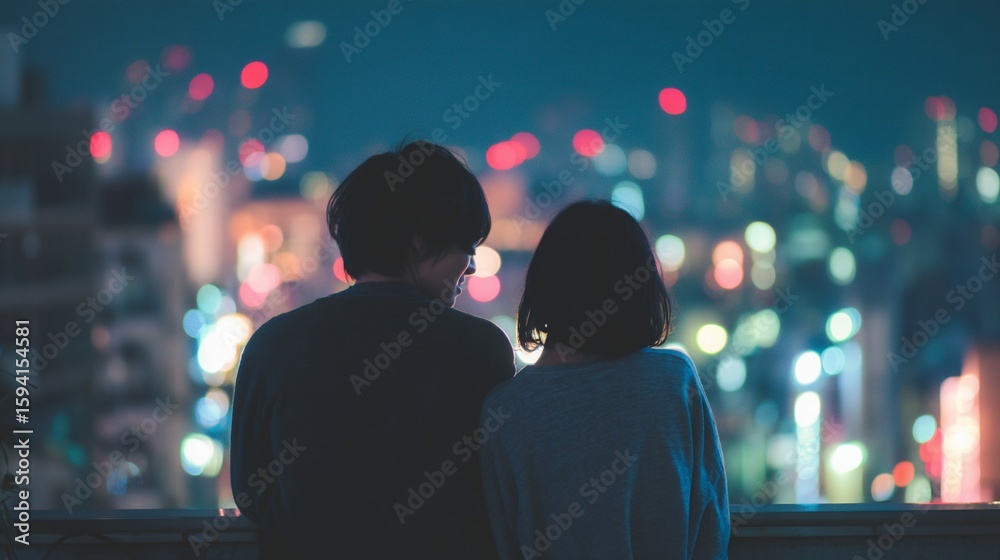 夜景と花火を見上げるカップルの後ろ姿「AI生成画像」のイラスト素材297352064- イメージマート