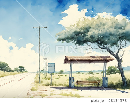 田舎のバス停の写真素材写真素材なら「写真AC」無料 フリー ダウンロードOK