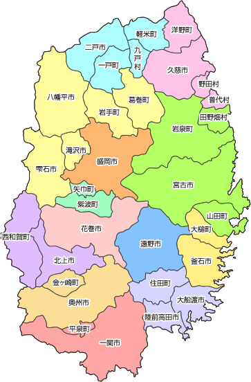 岩手県の地図