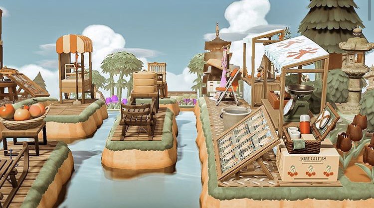 あつ森 つねきちビーチのレイアウト～廃れてしまった小さな港・船着場～ -