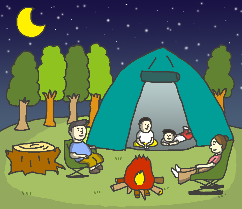 手書きイラスト無料キャンプ 黒板 線画イラストダウンロード