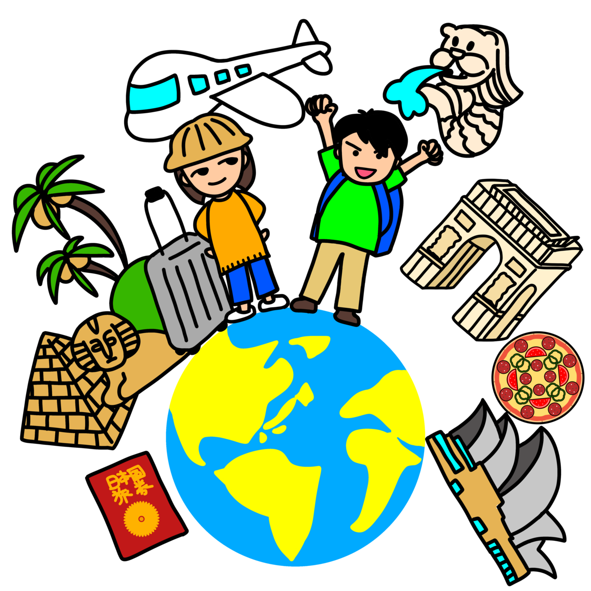 旅行・お出かけのシルエット無料のAi・PNG白黒シルエットイラスト