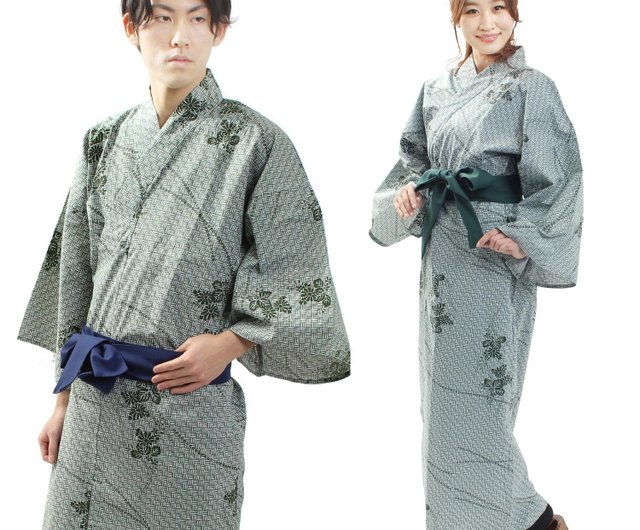 浴衣＆帯 2点セット男女兼用タイプ おしゃれ旅館ゆかたと帯のセット 寝巻き温泉男女兼用ユニセックス浴衣帯色浴衣部屋着旅館浴衣帯 2点セット
