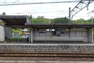 無人駅 駅 改札 田舎の写真素材