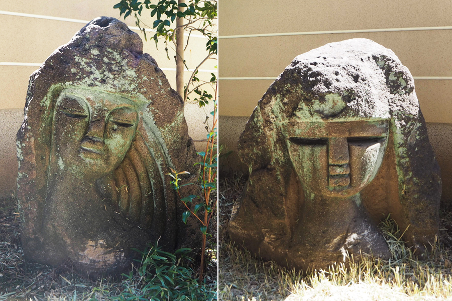 下田の道の駅近くで発見。モアイ？？こちら、伊豆諸島の新島村から友好の証として下田市に寄贈されたもので、世界でも新島やイタリアのリパリ島などごく一部でしか採れないコーガ石 坑火石 という火成岩でできているのだそう。モアイではなくモヤイと呼ぶようで、新島