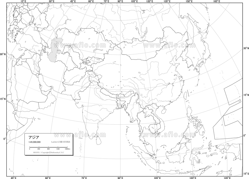 アジア地図 - 世界の国旗