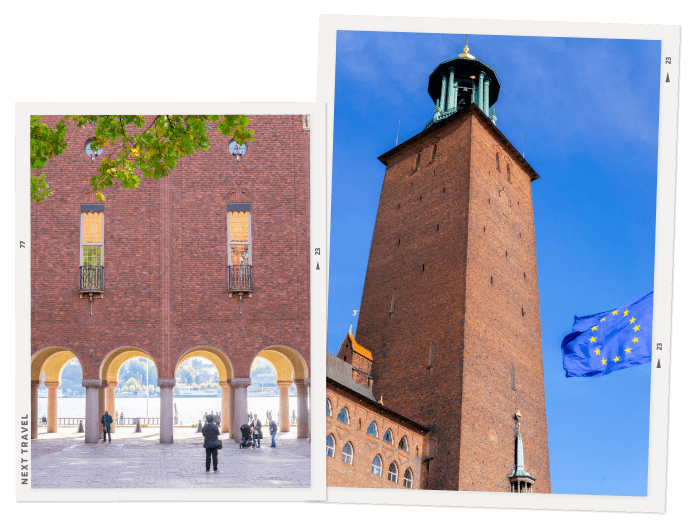 タワー市庁舎の展望台からガムラスタンまでのスウェーデンストックホルムの素晴らしい空中パノラマPremium写真