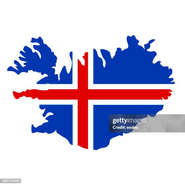 国旗の色のアイスランドの地図の写真素材・画像素材 Image 47088785