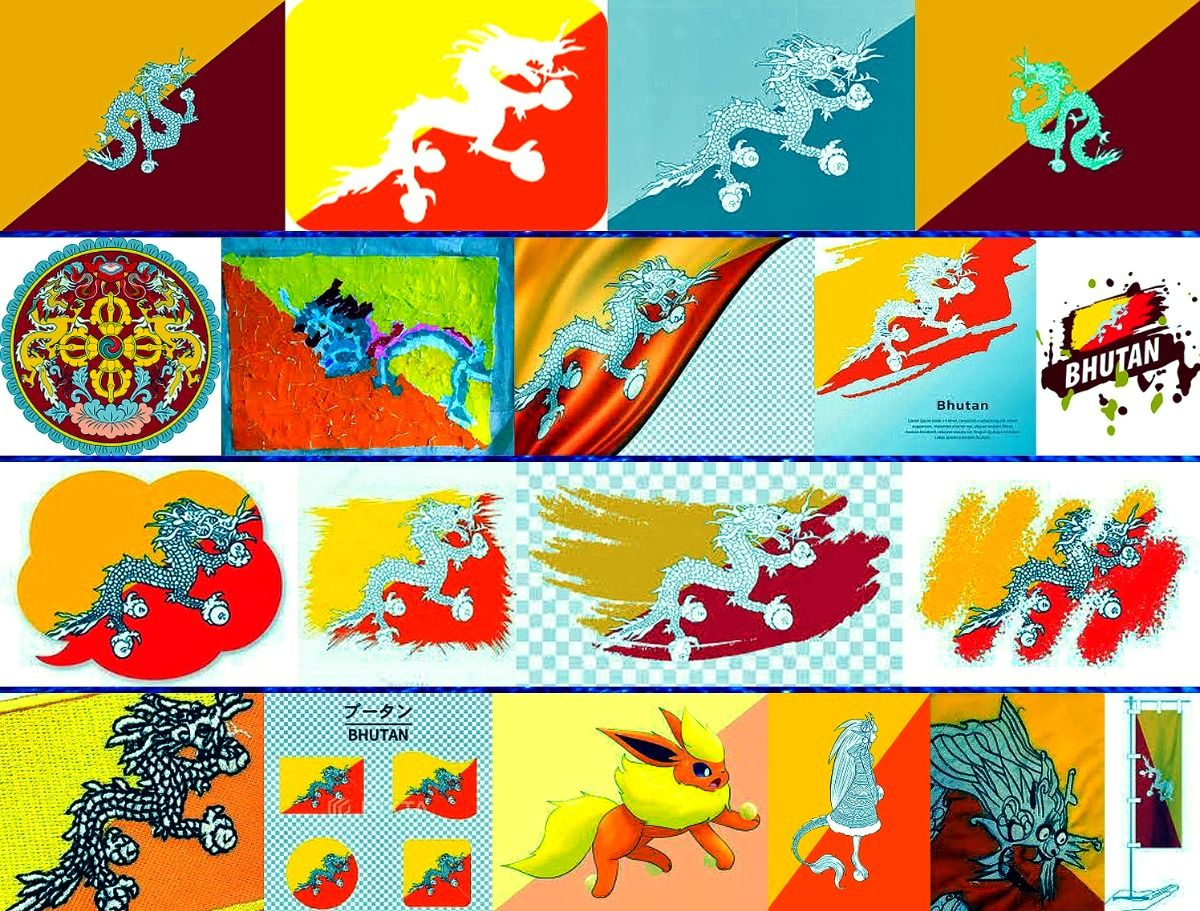 ブータンアジア世界の国旗 - デザインから世界を学ぼう
