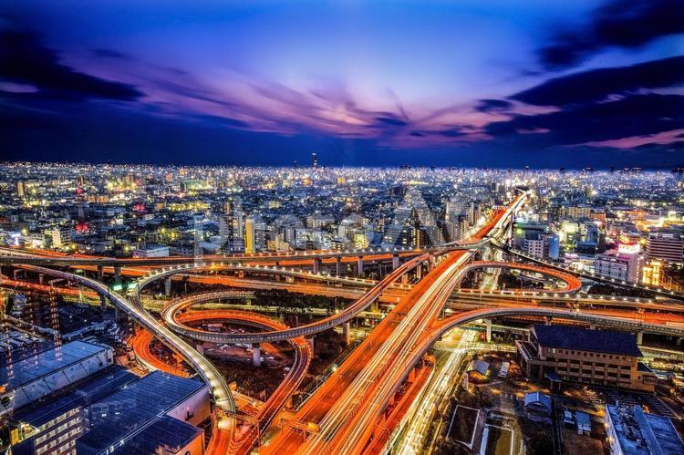 高速道路 ジャンクション 夜景