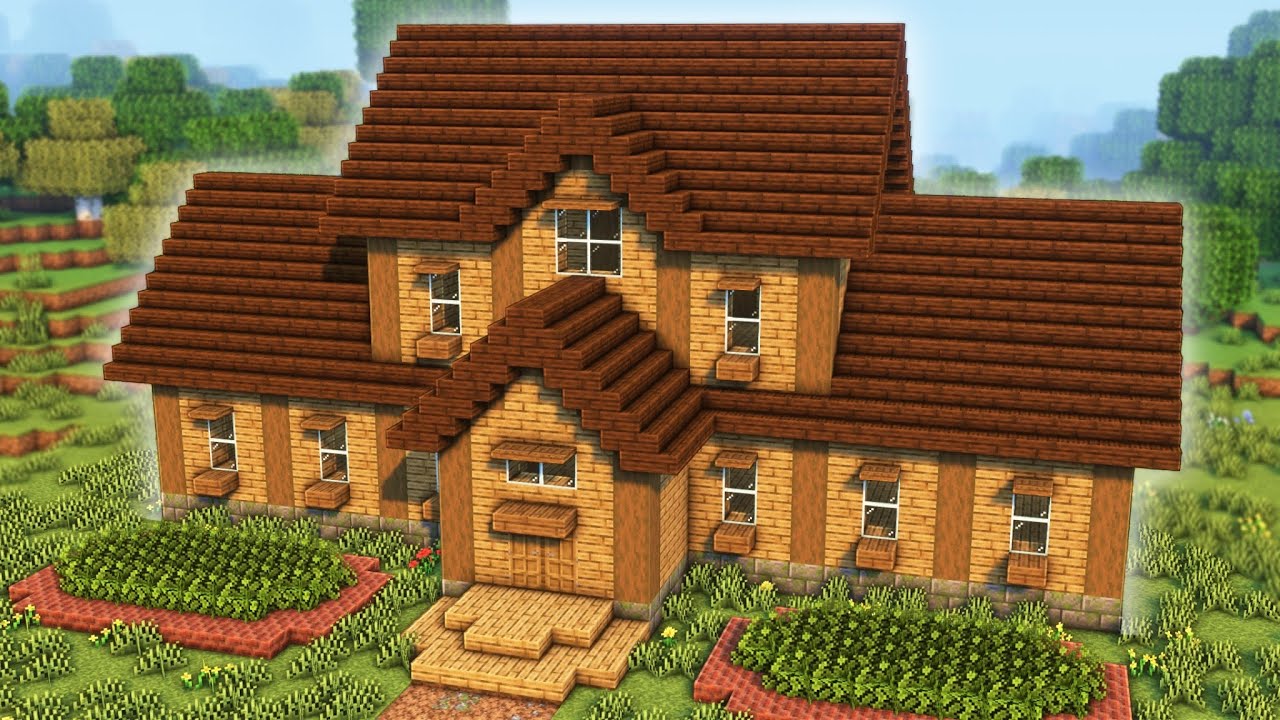 Minecraft 木の豪邸を作る① 外装編 コンパクトな街をつくるよ26-