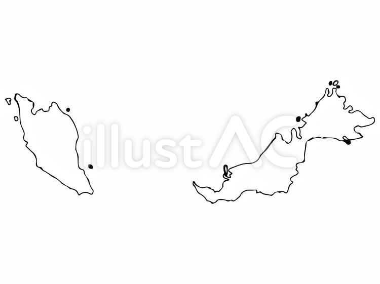 マレーシアのフリー素材地図世界地図