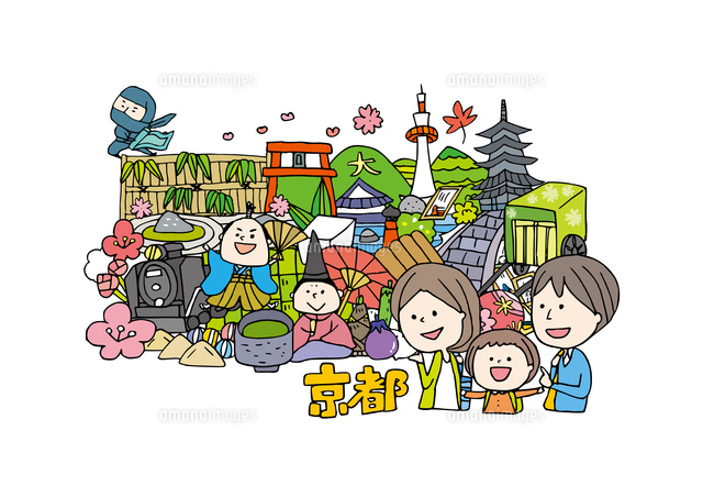 日本漫画ベクトル落書きデザイン セット観光京都古代 ベクターイラスト画像とPNGフリー素材透過の無料ダウンロード