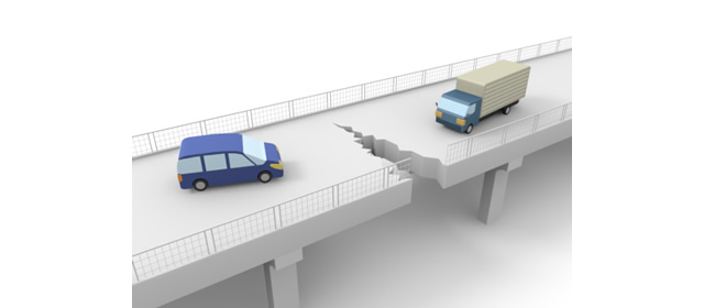 高速道路路面ひび割れ - 交通事故危険運転フリーイラスト素材